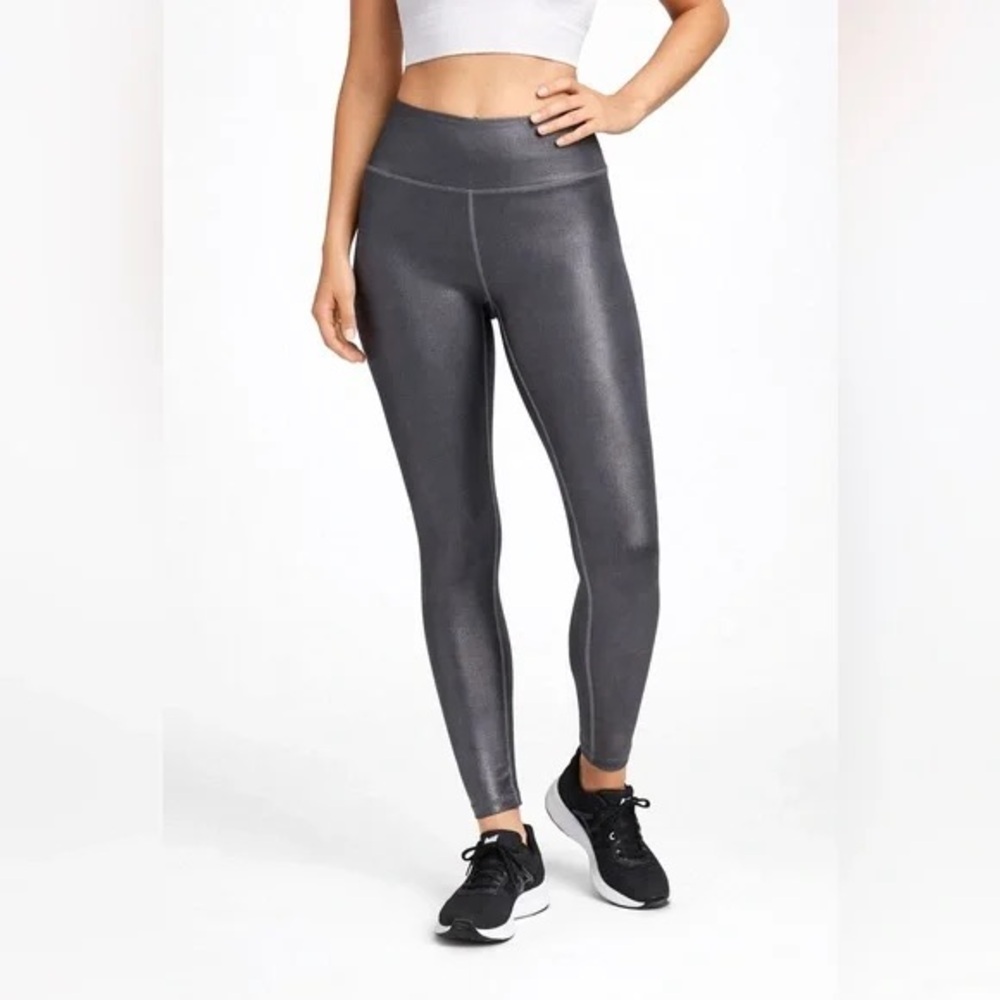 Athleta Shimmer Metallic Gray Yoga Leggings Athleisure Women’s ST